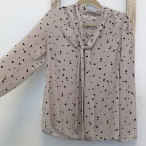 Loft blouse polka dot sheer sz L